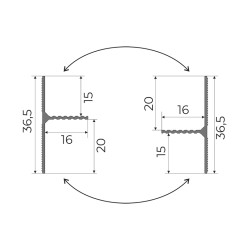 Плинтус алюминиевый теневой Modern Decor Серебристый 67-55-49 2500×36,5×16
