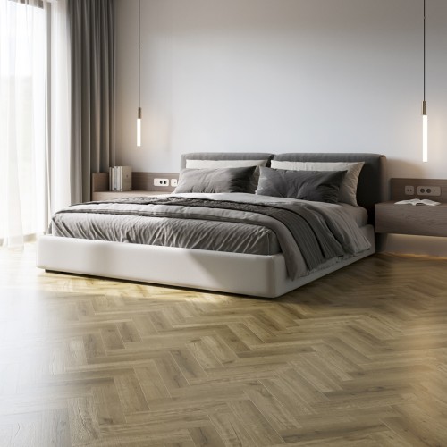 Кварцвиниловый SPC ламинат Home Expert Parquet Design Дуб Янтарный пляж 44-0-002 венгерская елка 400×100×4,5