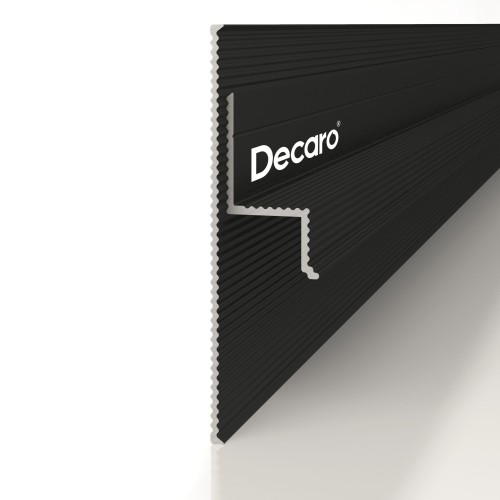Плинтус алюминиевый теневой с подсветкой Decaro Regulated Черный D002.2A Black/F1A Black 2000×65×13,5
