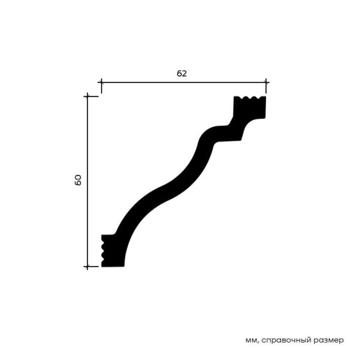 Потолочный плинтус под покраску Европласт 6.50.105 2000×62×60