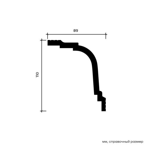 Потолочный плинтус под покраску Европласт 6.50.244 2000×89×110