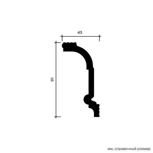 Потолочный плинтус под покраску Европласт 6.50.247 2000×43×91