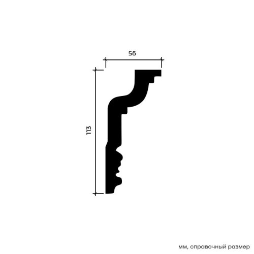Потолочный плинтус под покраску Европласт 1.50.119 2000×56×113