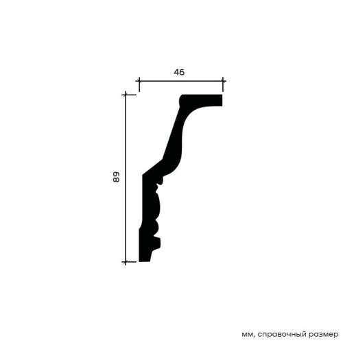 Потолочный плинтус под покраску Европласт 1.50.127 2000×46×89