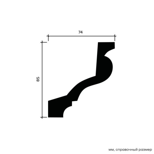 Потолочный плинтус под покраску Европласт 1.50.129 2000×74×85