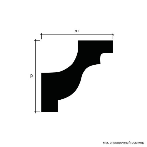 Потолочный плинтус под покраску Европласт 1.50.130 2000×30×32