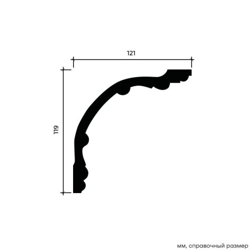 Потолочный плинтус под покраску Европласт 1.50.167 2000×121×119