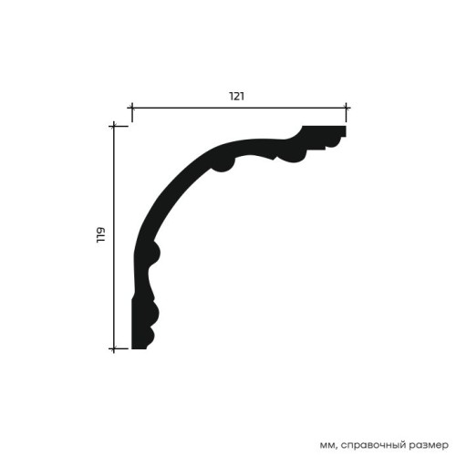 Потолочный плинтус под покраску Европласт 1.50.168 2000×121×119
