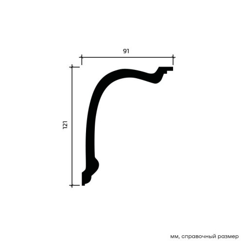Потолочный плинтус под покраску Европласт 1.50.180 2000×91×121