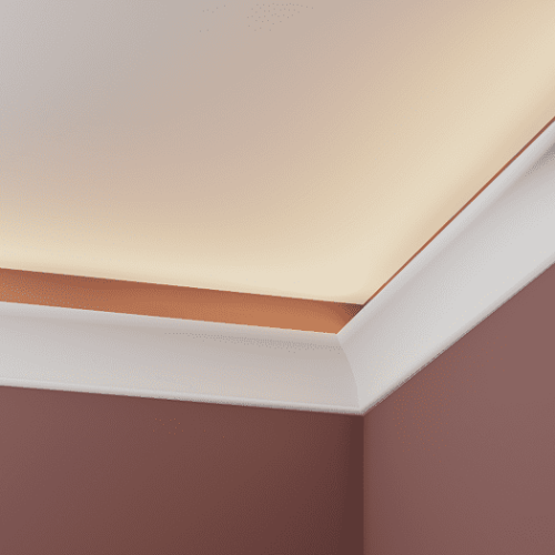 Потолочный плинтус под покраску Европласт 1.50.623 с подсветкой 2000×75×119