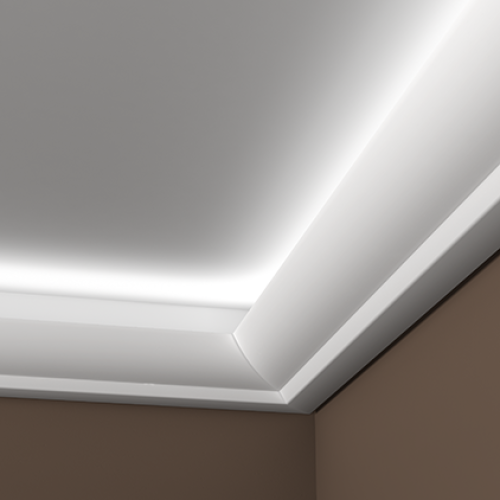 Потолочный плинтус под покраску Европласт 1.50.211 с подсветкой 2000×176×72