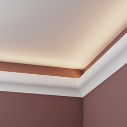 Потолочный плинтус под покраску Европласт 1.50.228 с подсветкой 2000×80×140