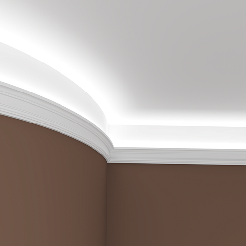 Потолочный плинтус под покраску гибкий Европласт 1.50.121 с подсветкой 2000×50×101