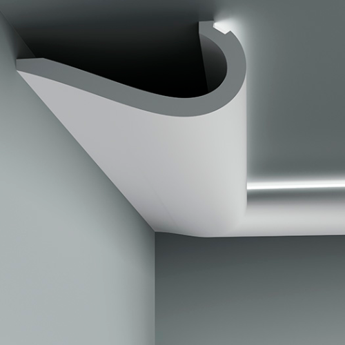 Потолочный плинтус под покраску гибкий Европласт 1.50.710 с подсветкой 2000×247×100