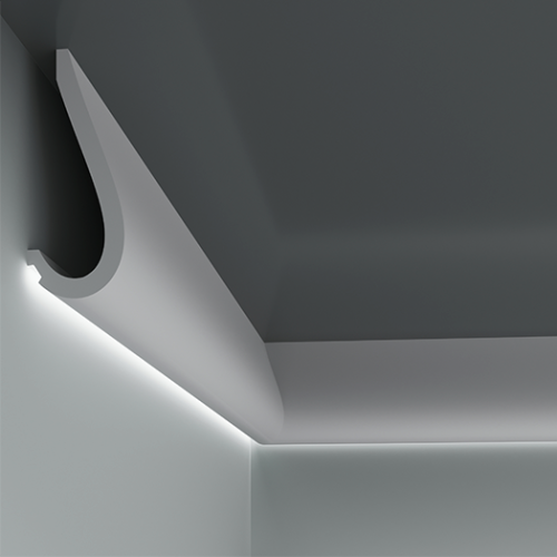 Потолочный плинтус под покраску гибкий Европласт 1.50.710 с подсветкой 2000×247×100