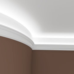 Потолочный плинтус под покраску гибкий Европласт 1.50.177 с подсветкой 2000×56×119