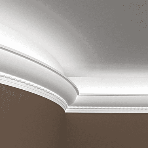 Потолочный плинтус под покраску гибкий Европласт 1.50.208 с подсветкой 2000×71×71