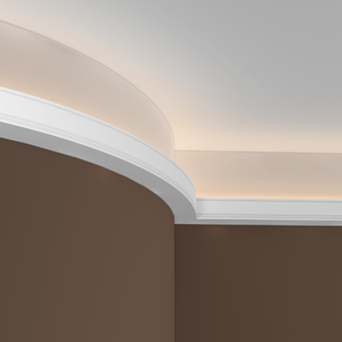 Потолочный плинтус под покраску гибкий Европласт 1.50.226 с подсветкой 2000×55×55