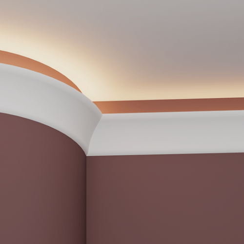 Потолочный плинтус под покраску гибкий Европласт 1.50.623 с подсветкой 2000×75×119