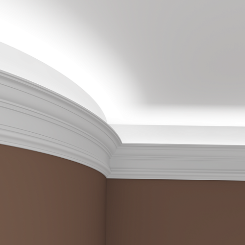 Потолочный плинтус под покраску гибкий Европласт 1.50.132 с подсветкой 2000×117×218
