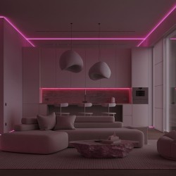 Плинтус алюминиевый теневой под покраску с подсветкой Decaro D001 2000×55×27