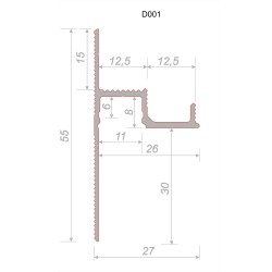 Плинтус алюминиевый теневой с подсветкой Decaro D001A Black Черный 2000×55×27