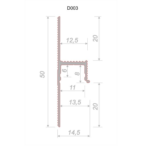 Плинтус алюминиевый теневой под покраску с подсветкой Decaro D003 2000×50×14,5