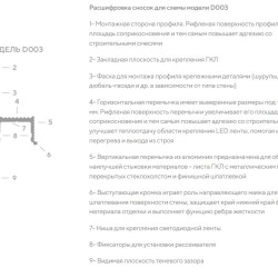 Плинтус алюминиевый теневой с подсветкой Decaro D003A Black Черный 2000×50×14,5