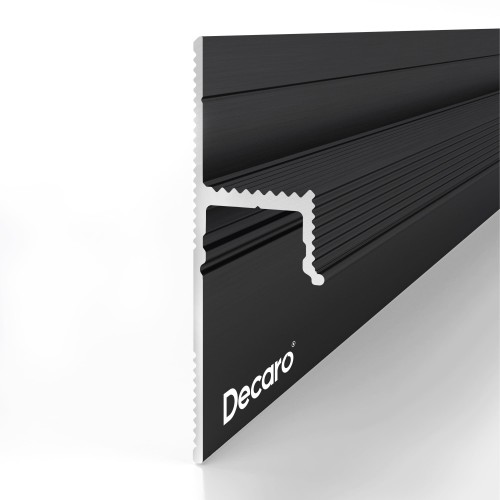 Плинтус алюминиевый теневой с подсветкой Decaro D003.2A Black Черный 2000×50×17 Плинтус алюминиевый теневой с подсветкой Decaro D003.2A Black Черный 2000×50×17