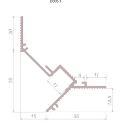 Профиль алюминиевый теневой с подсветкой Decaro D005A Black Черный 2000×50×55