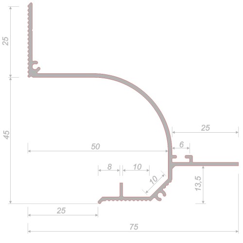 Профиль алюминиевый теневой с подсветкой Decaro D006A Black Черный 2000×75×70