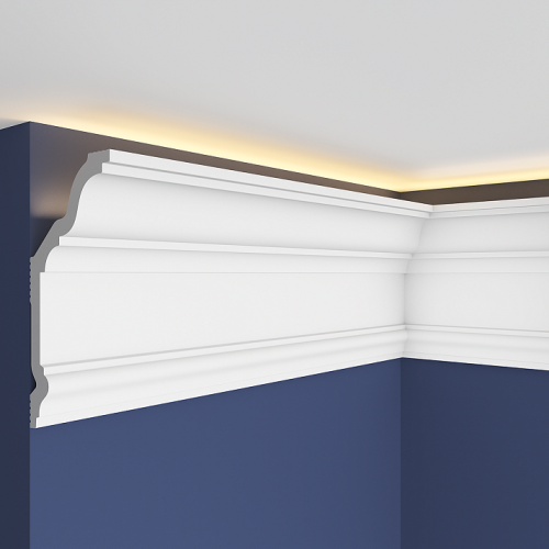 Потолочный плинтус под покраску Европласт U.6.50.402 с подсветкой 2000×60×120