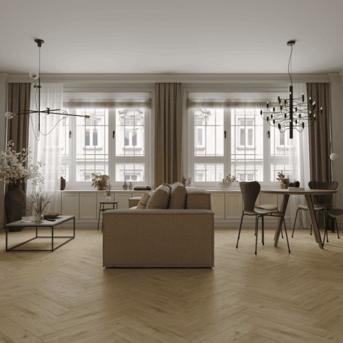 Кварцвиниловый SPC ламинат Norland Parquet Clear Room 1066-6 венгерская елка 600×125×4