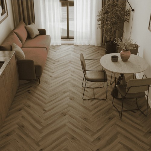 Ламинат Norland Herringbone Elegant Дуб Лира LF303-40 венгерская елка 600×100×8