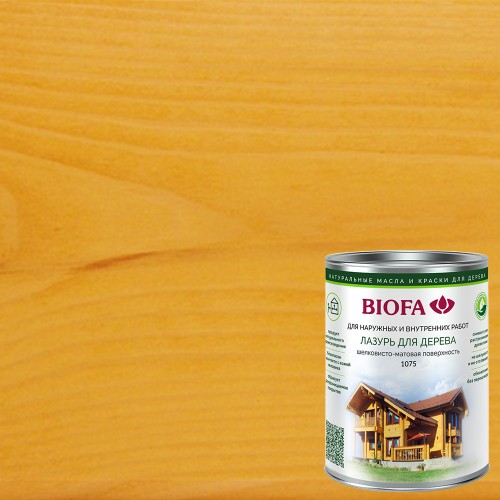Лазурь для дерева Biofa 1075 цвет 1002 Золотистый шелковисто-матовая 2,5