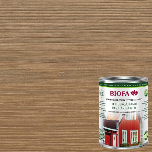 Лазурь для дерева Biofa 5075 цвет 7556 Древесный Капучино шелковисто-матовая 1 л