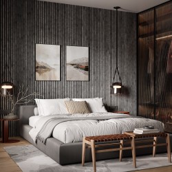 МДФ стеновая панель акустическая Artiva Flex Бетон AFL012 черный войлок гибкая 2750×600×6