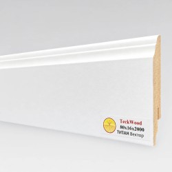Плинтус МДФ ламинированный TeckWood белый Титан Вектор 2000×80×16