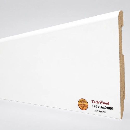 Плинтус МДФ ламинированный TeckWood белый матовый 2000×120×16
