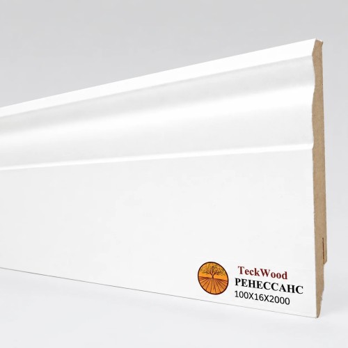 Плинтус МДФ ламинированный TeckWood белый Ренессанс матовый 2000×100×16