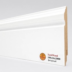 Плинтус МДФ ламинированный TeckWood фигурный белый матовый 2000×100×16