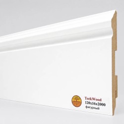 Плинтус МДФ ламинированный TeckWood фигурный белый матовый 2000×120×16
