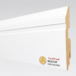 Плинтус МДФ ламинированный TeckWood белый Вектор матовый 2000×100×16