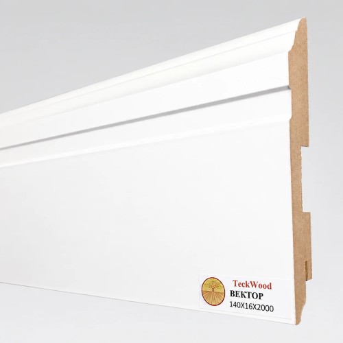 Плинтус МДФ ламинированный TeckWood белый Вектор матовый 2000×140×16