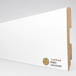 Плинтус МДФ ламинированный TeckWood белый Роял матовый 2000×120×16
