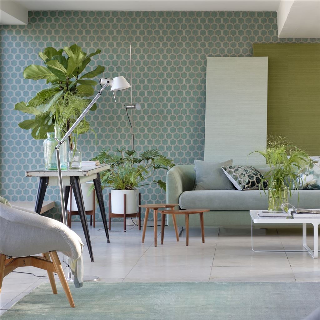 Обои Designers Guild Chinon Manipur Jade PDG1121/05 фото в интерьере