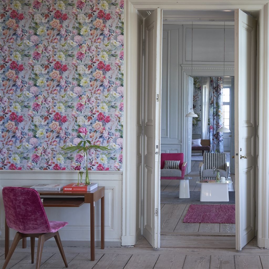 Обои Designers Guild Jardin Des Plantes Marianne Fuchsia PDG712/01 фото в интерьере