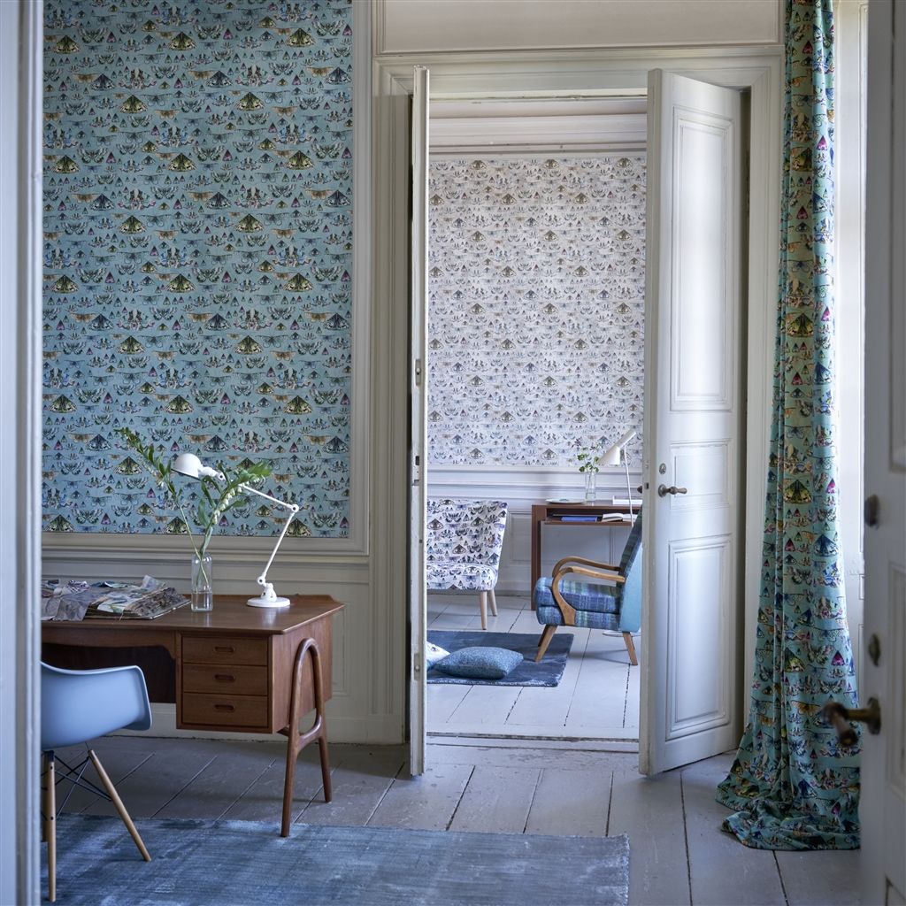 Обои Designers Guild Jardin Des Plantes Issoria Jade PDG713/01 фото в интерьере