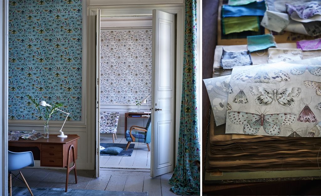 Обои Designers Guild Jardin Des Plantes Issoria Zinc PDG713/02 фото в интерьере