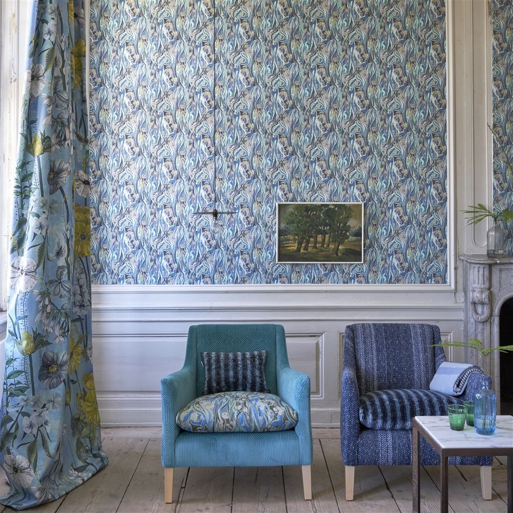 Обои Designers Guild Jardin Des Plantes Delahaye Cobalt PDG715/02 фото в интерьере